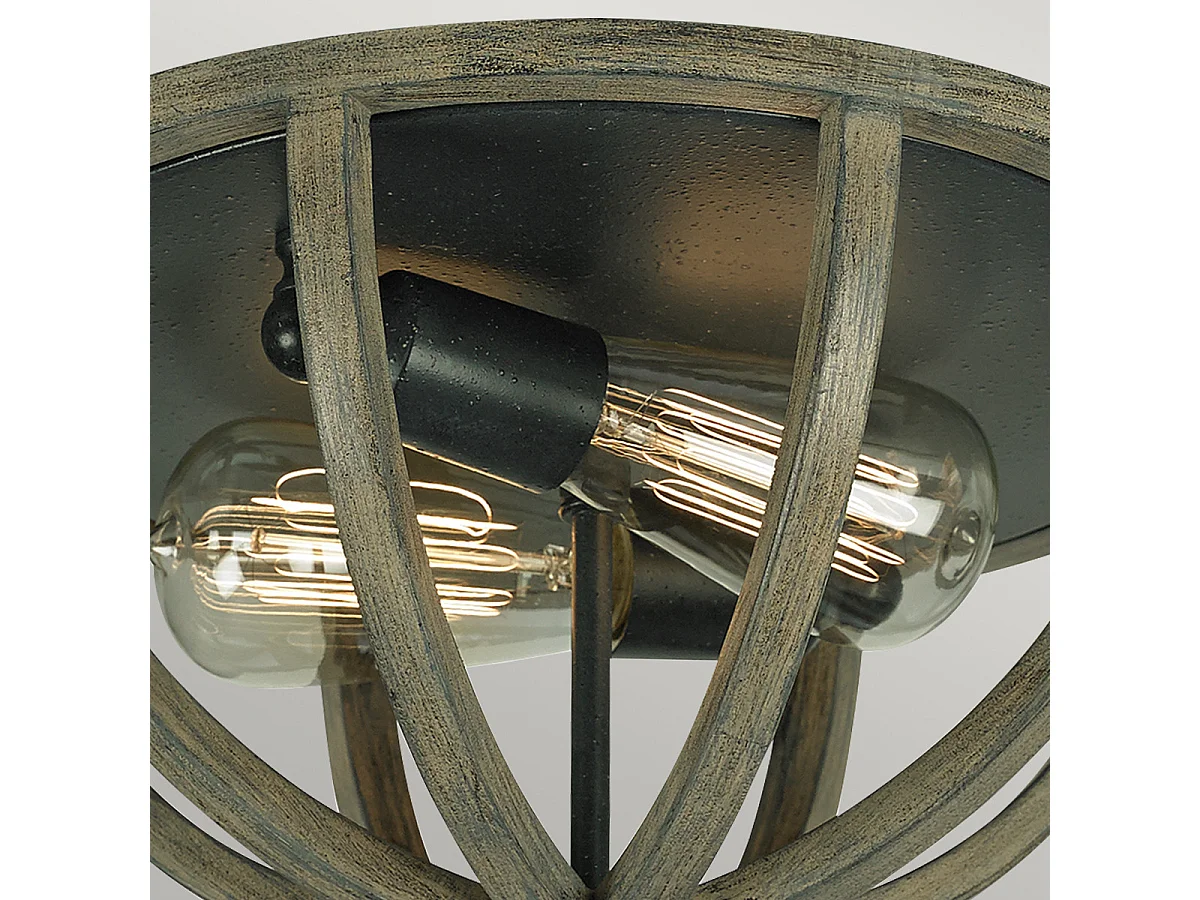 Elstead Allier 2 ljus takspolning ljus mörkt trä, antikt järn, E27