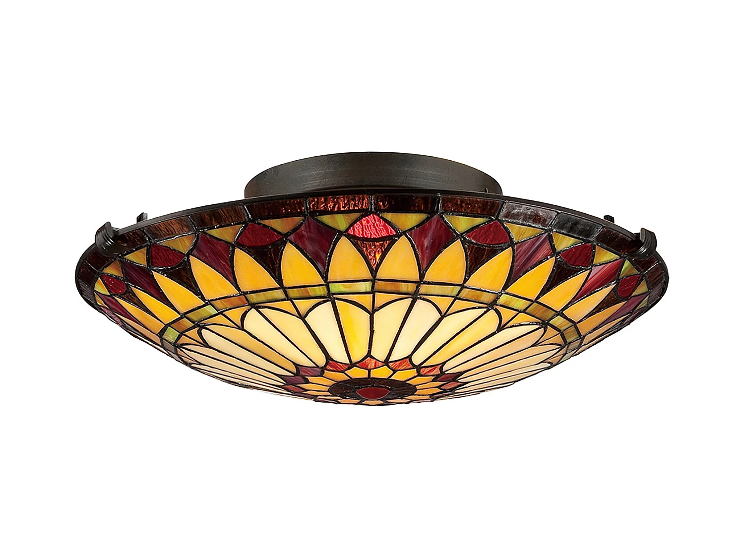 Elstead West End - 2 licht Flush Deckenleuchte Vintage Bronze, Tiffany Glass, E27