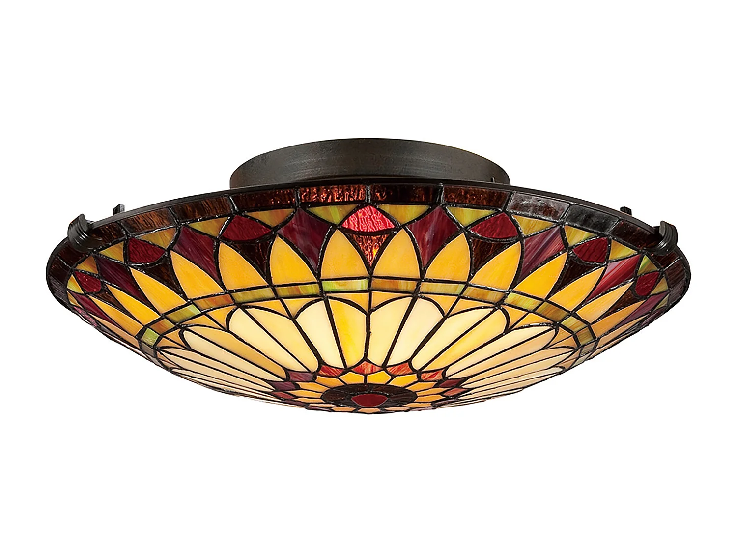 Elstead West End - Plafoniera a filo a 2 luci vintage bronzo, vetro Tiffany, attacco E27