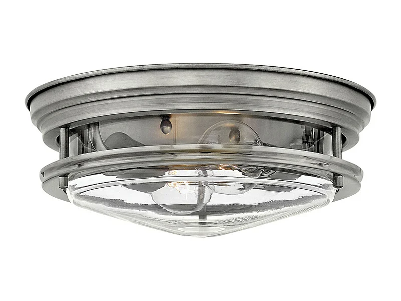 Hadrian Hinkley 2 licht Flush Mount Antique Nickel mit Glas IP44