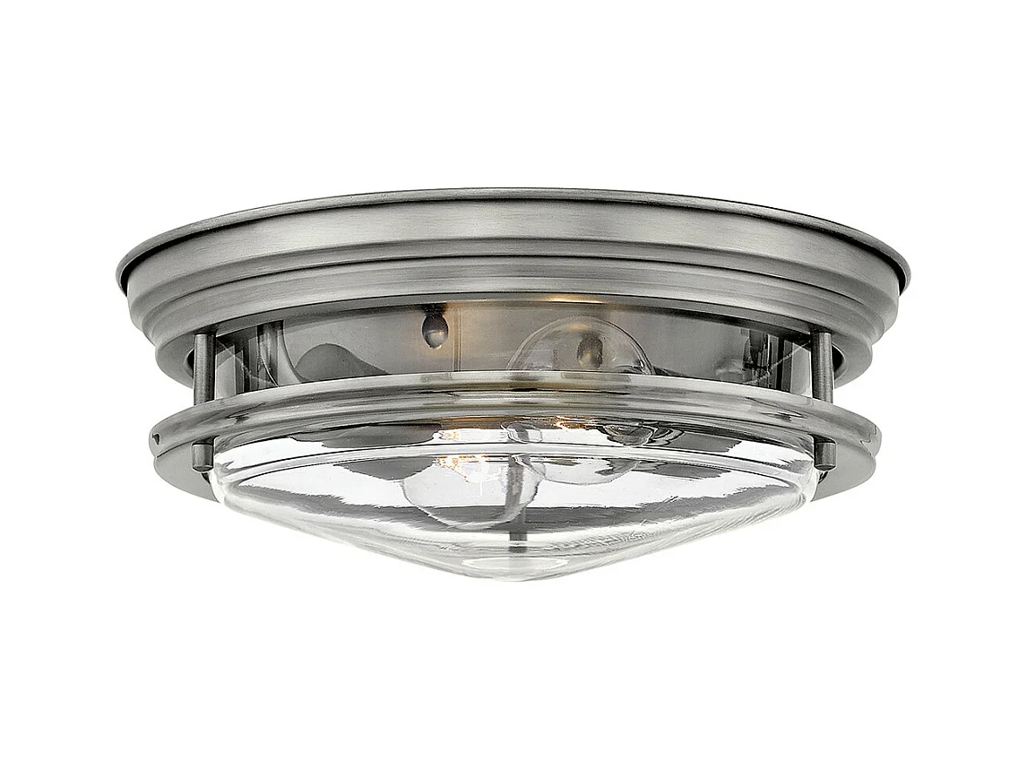 Hadrian Hinkley 2 Lumière Plafonnier Nickel Antique avec Verre IP44