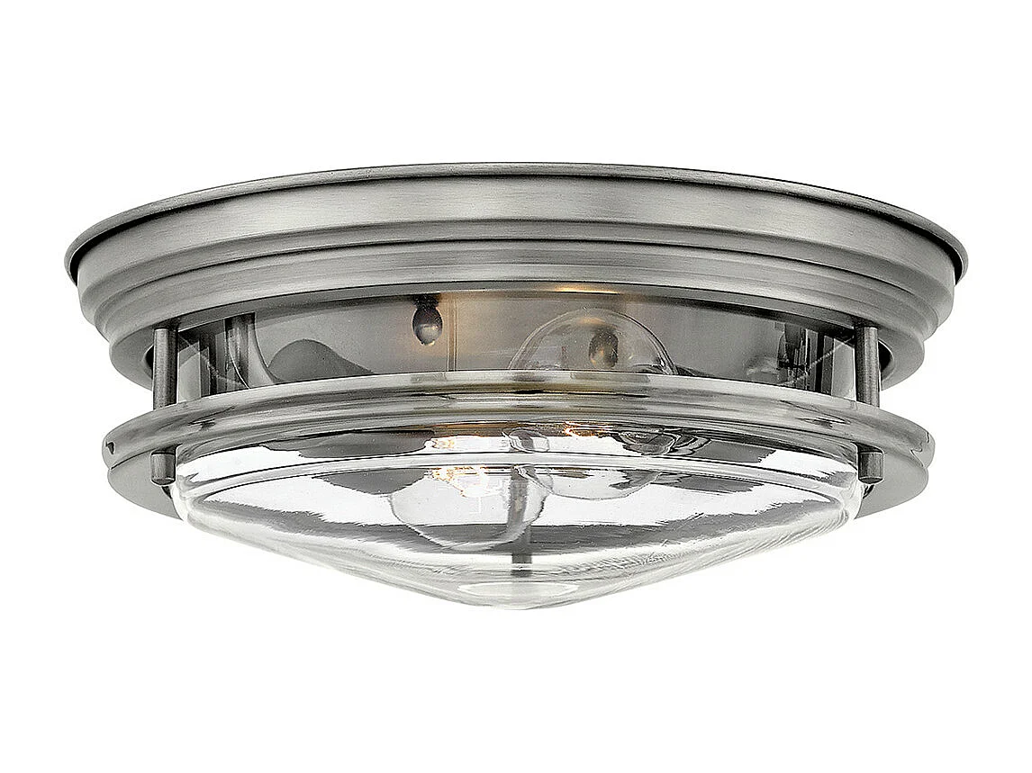 Hadrian Hinkley 2 licht Flush Mount Antique Nickel mit Glas IP44