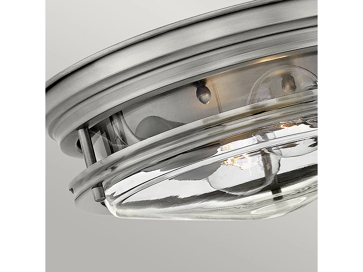 Hadrian Hinkley 2 licht Flush Mount Antique Nickel mit Glas IP44