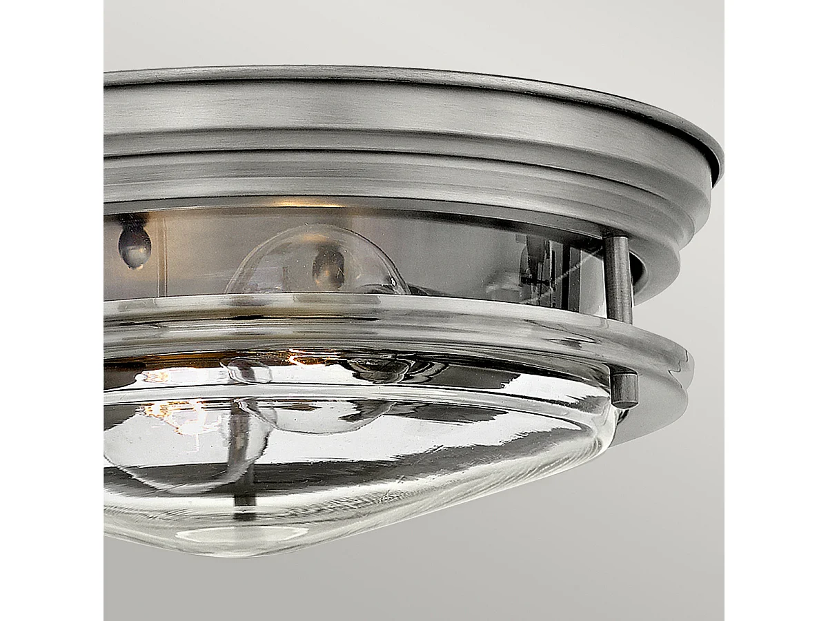 Hadrian Hinkley 2 licht Flush Mount Antique Nickel mit Glas IP44