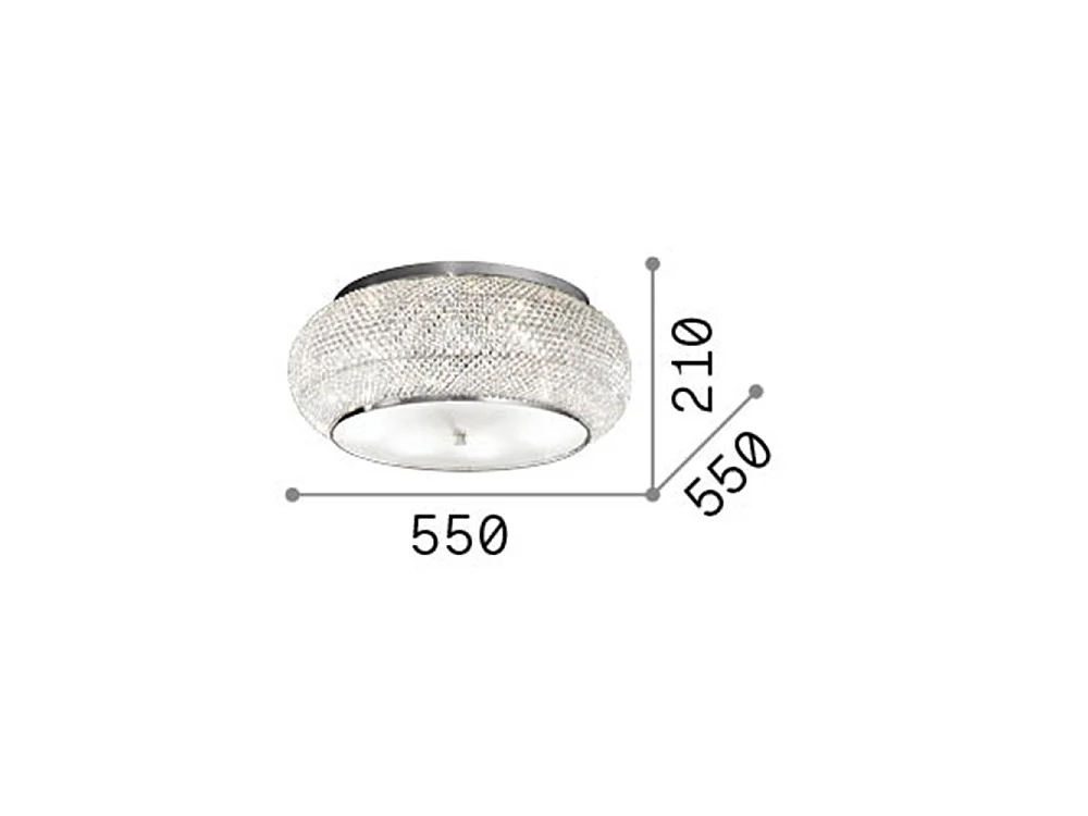 Ideal Lux Pasha' Plafonnier à 10 ampoules or avec cristaux, E14