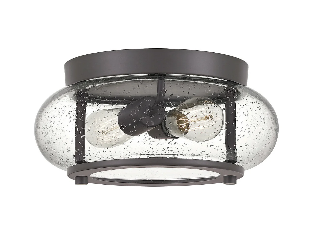 Elstead Trilogy 2 Light Flush Mount, Old Bronze, E27