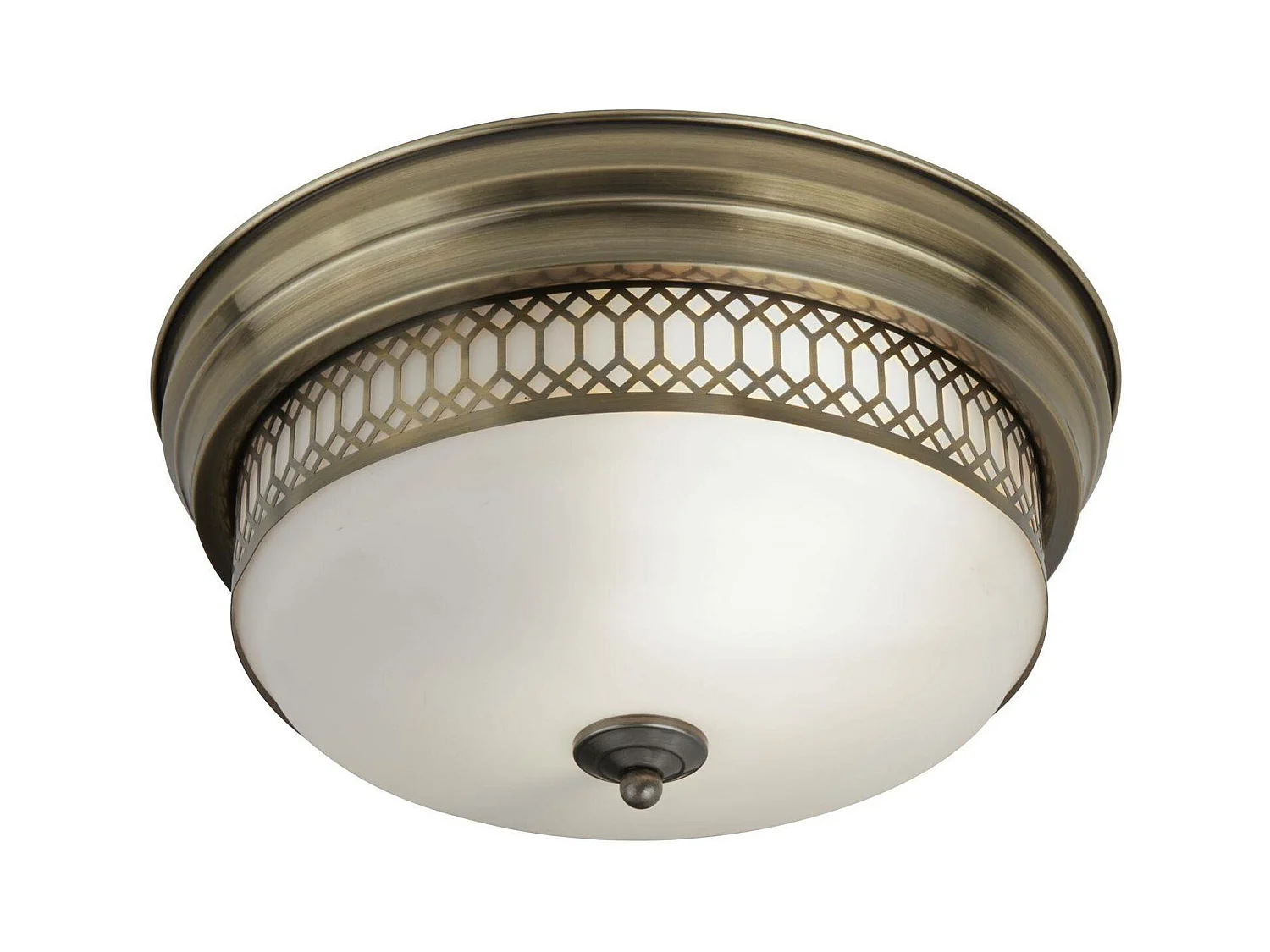 Searchlight Edinburgh - Ottone antico del soffitto a filo del bagno a 2 luci, IP44 bianco, E27