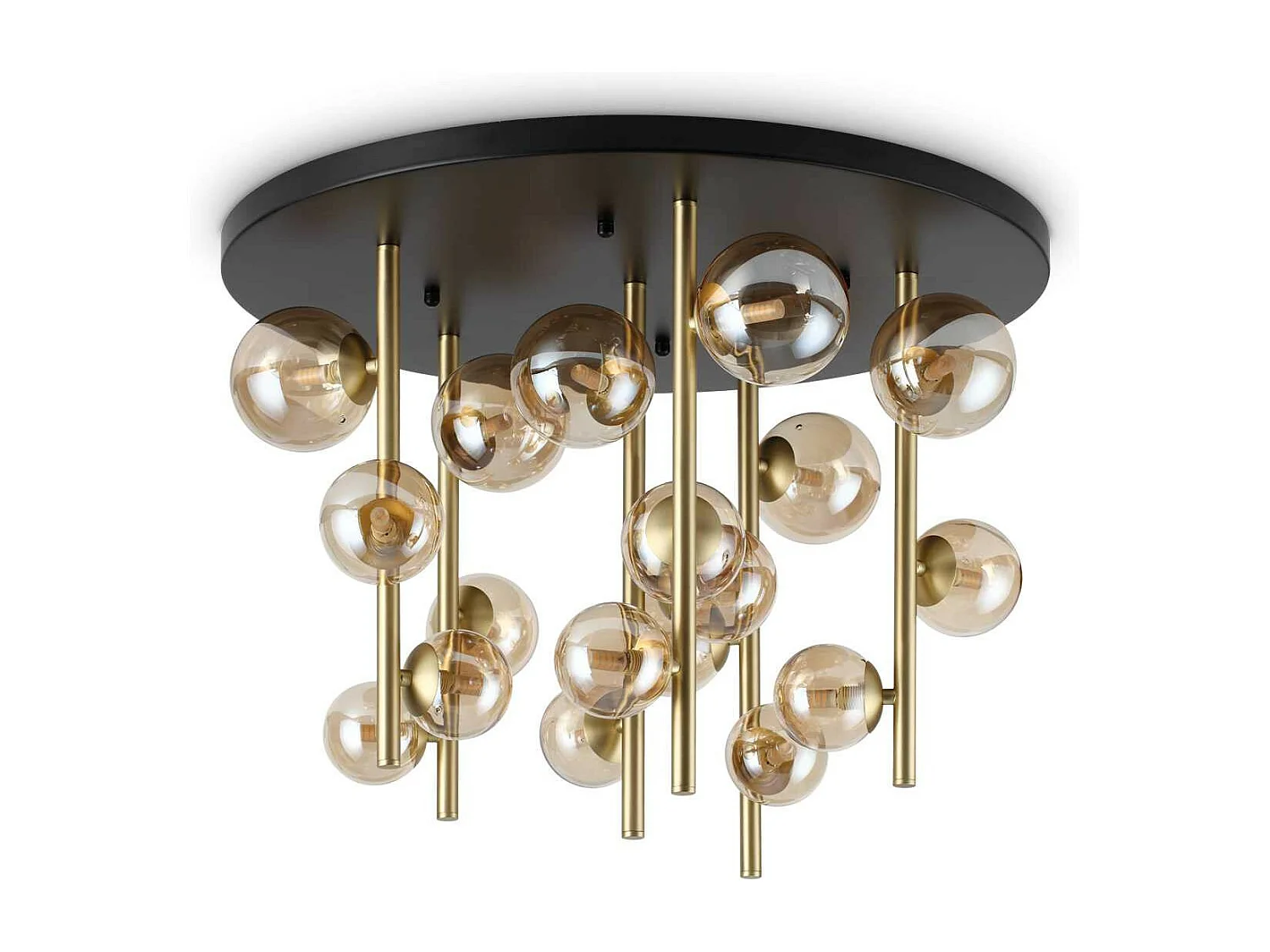 Ideal Lux PERLAGE Lámpara de techo con forma de globo, 18 luces, latón, pantalla de cristal ámbar