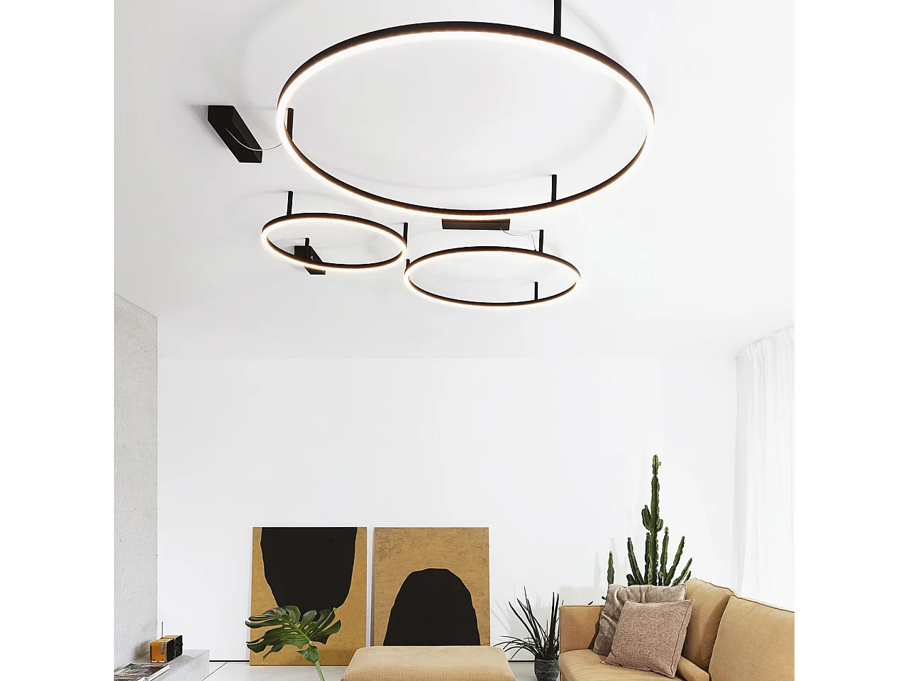 Ideal Lux ORACLE Ringintegriertes LED Halbbündiges Licht Schwarz 90cm 3000K