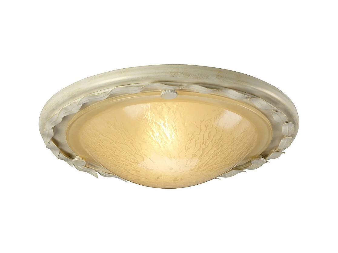 Elstead Olivia - 1 licht Flush Deckenleuchte Gold, Elfenbein, E27