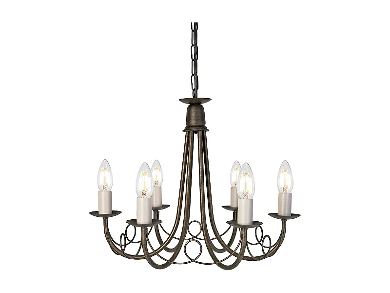 Elstead Minster - 6 licht Kronleuchter Black, Gold Finish, E14