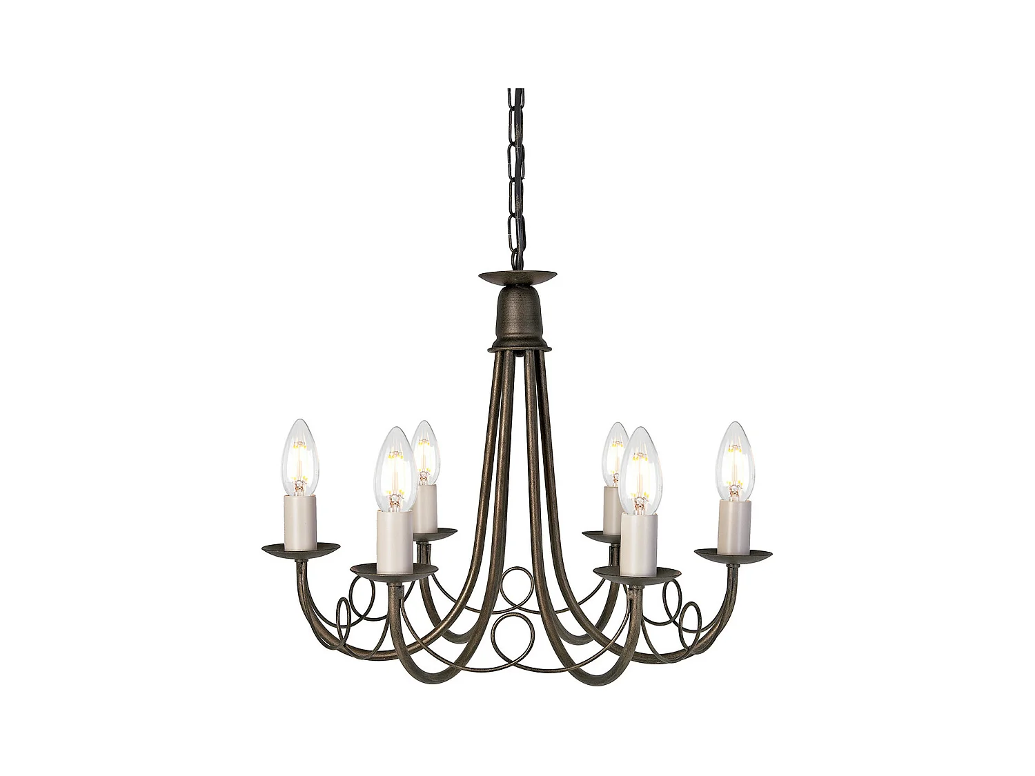 Elstead Minster - Lampadario a 6 luci Nero, Finitura Oro, E14