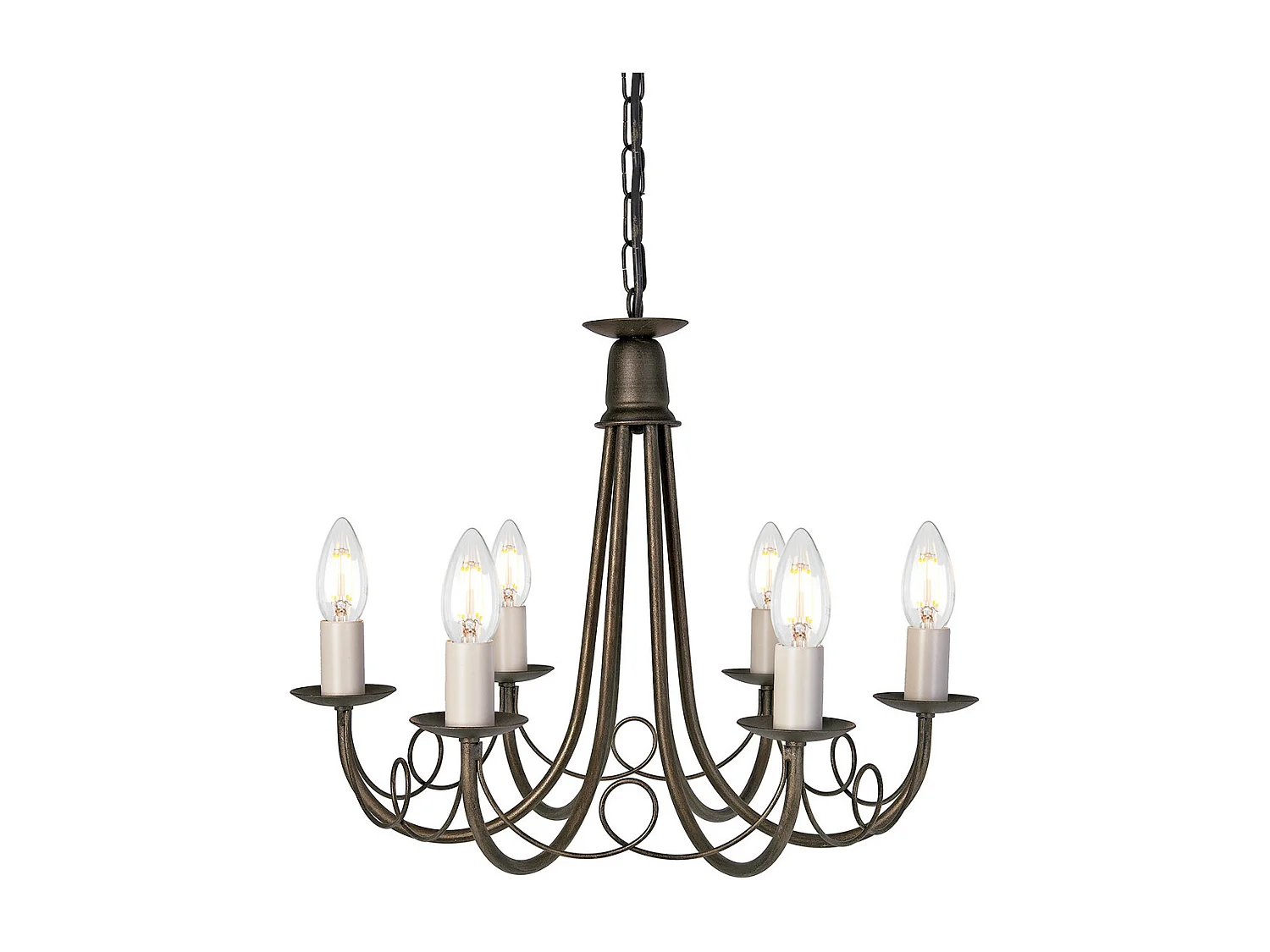 Elstead Minster 6 ljus ljuskrona svart, guldfinish, E14