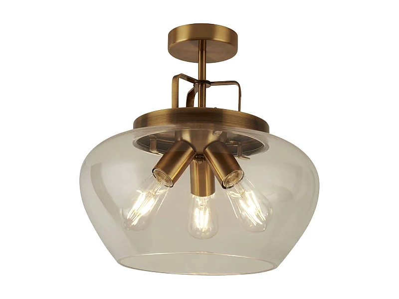 Searchlicht Boule - 3 licht Semi Flush Bronze, Glas, E27