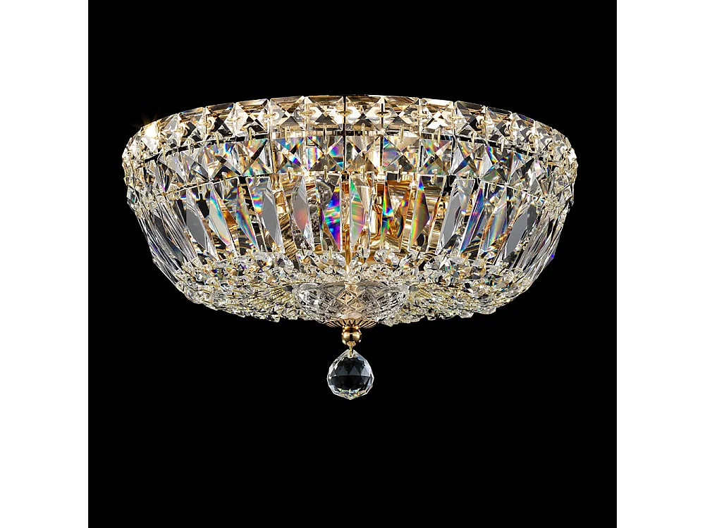 Basfor Lampada da soffitto semi-incasso oro antico e cristallo, 3 luci, E14