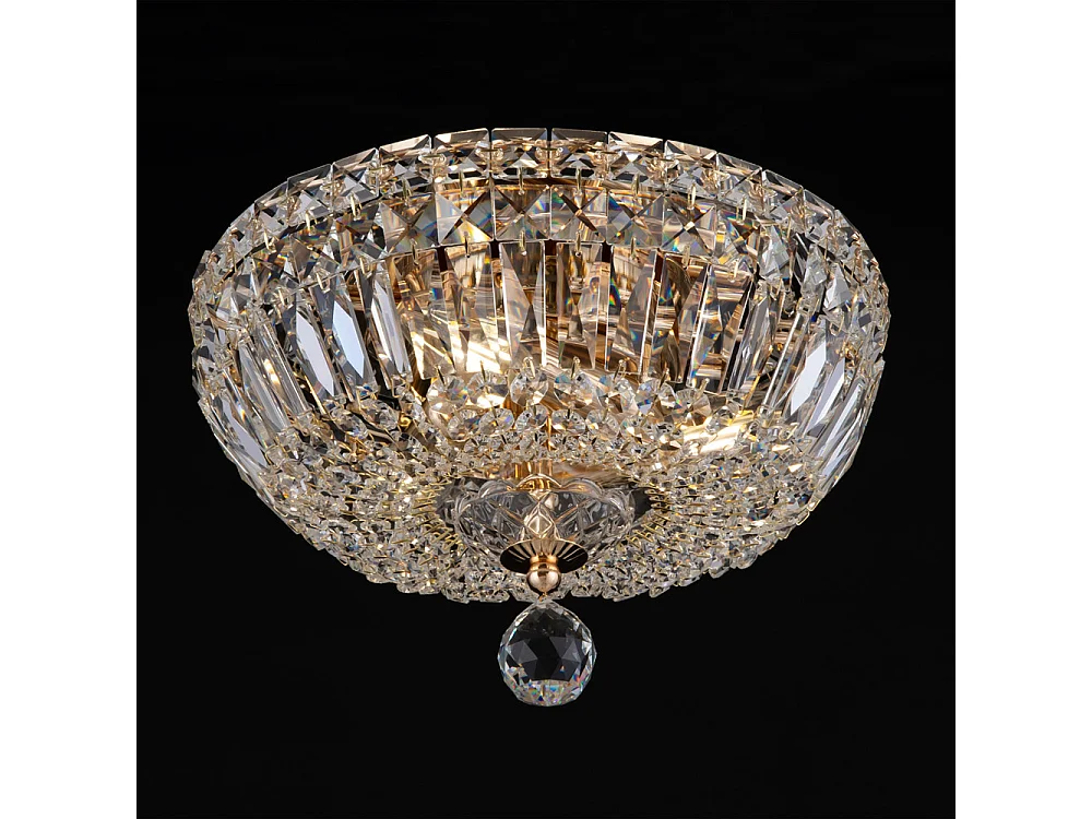 Basfor Lampada da soffitto semi-incasso oro antico e cristallo, 3 luci, E14