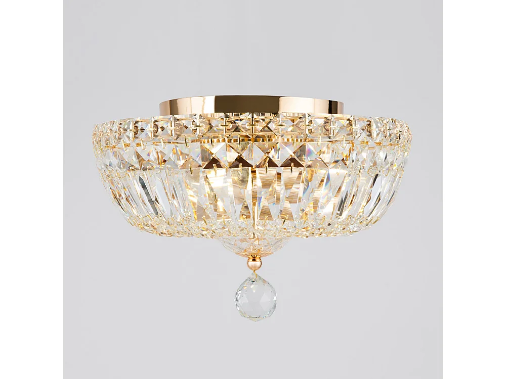 Basfor Halbbündige Deckenlampe Gold Antik & Kristall, 3 Licht, E14