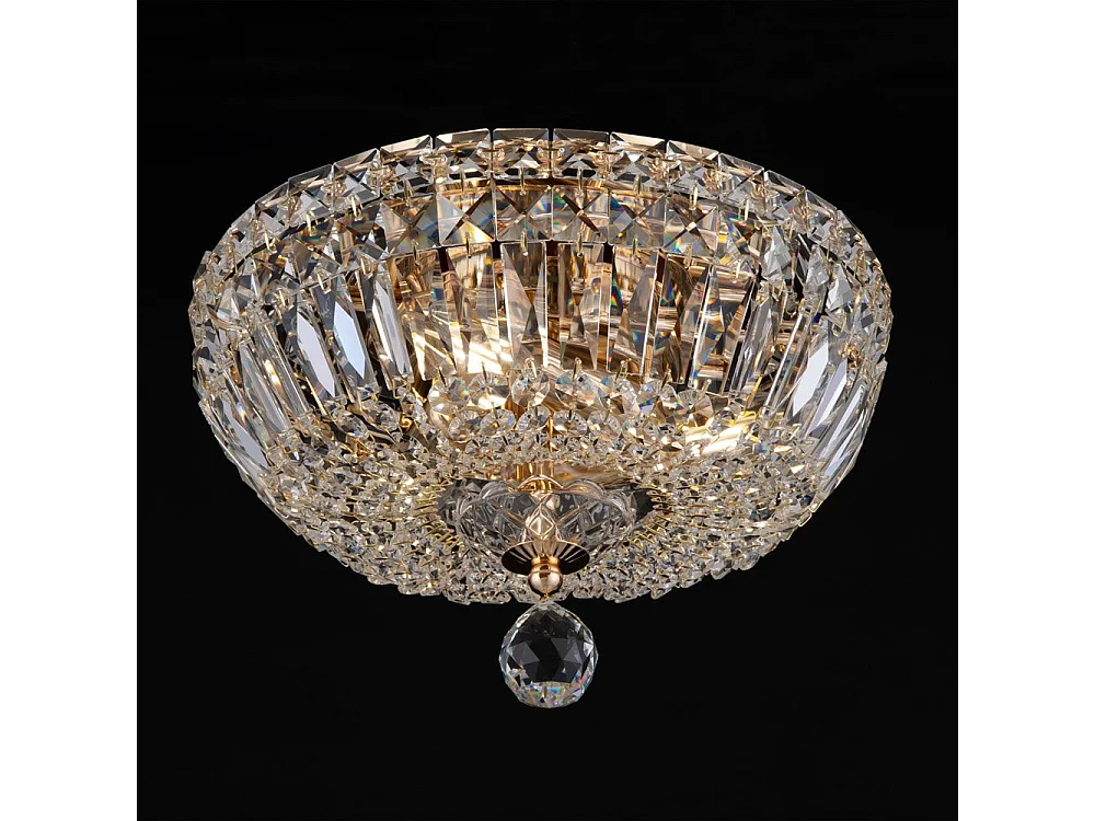 Basfor Plafón Semi Empotrado Oro Antiguo & Cristal, 3 Luces, E14