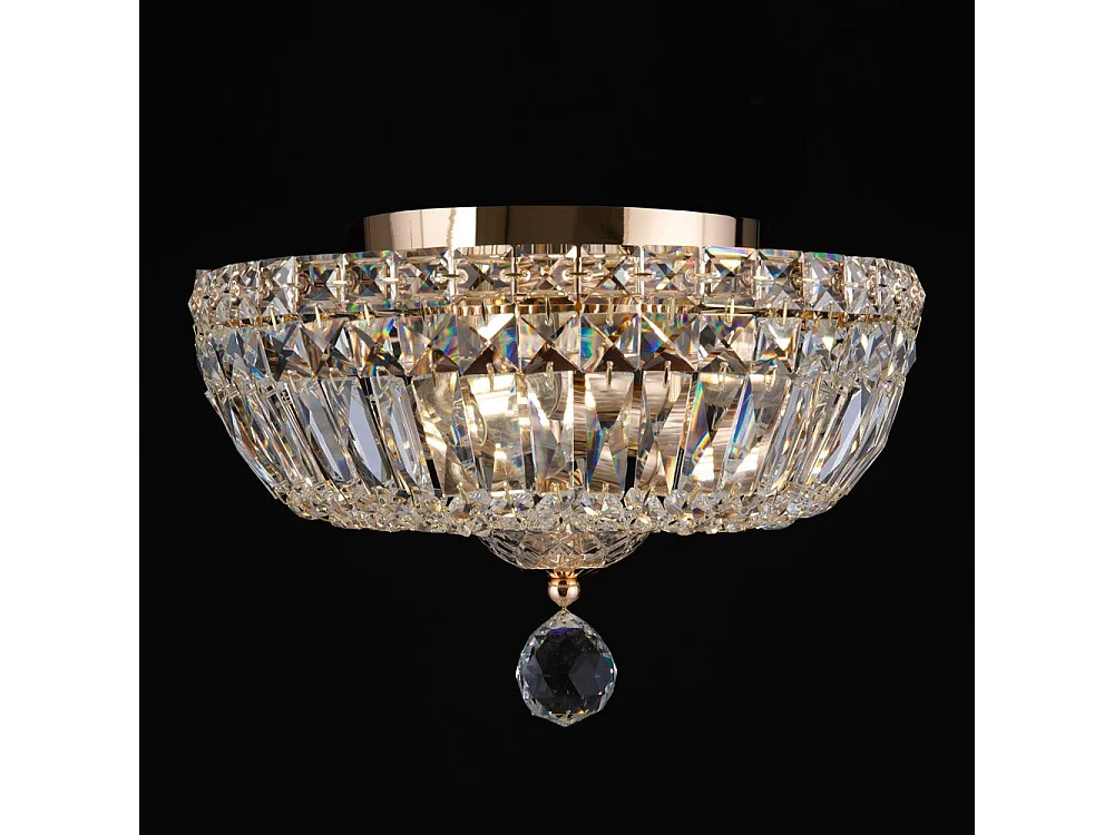 Basfor Plafón Semi Empotrado Oro Antiguo & Cristal, 3 Luces, E14