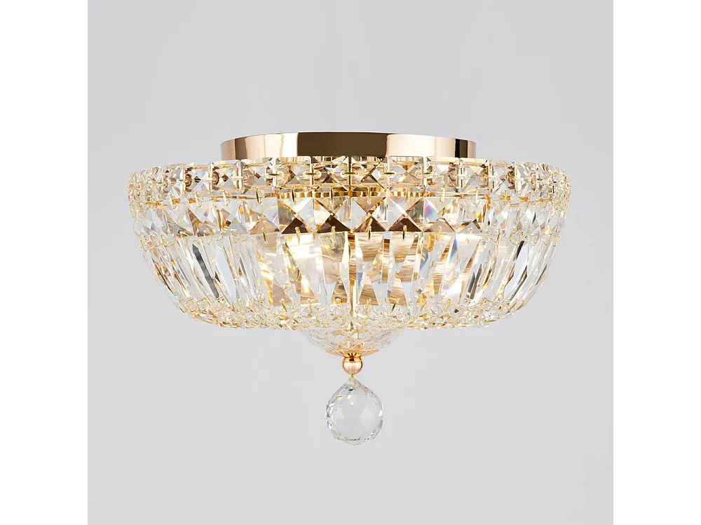 Basfor Plafón Semi Empotrado Oro Antiguo & Cristal, 3 Luces, E14