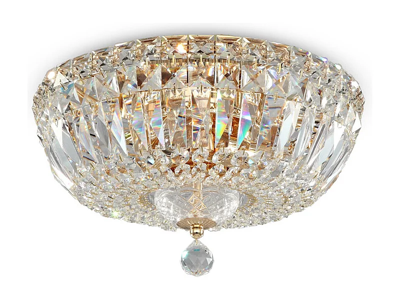 Basfor Lampada da soffitto semi-incasso oro antico e cristallo, 3 luci, E14