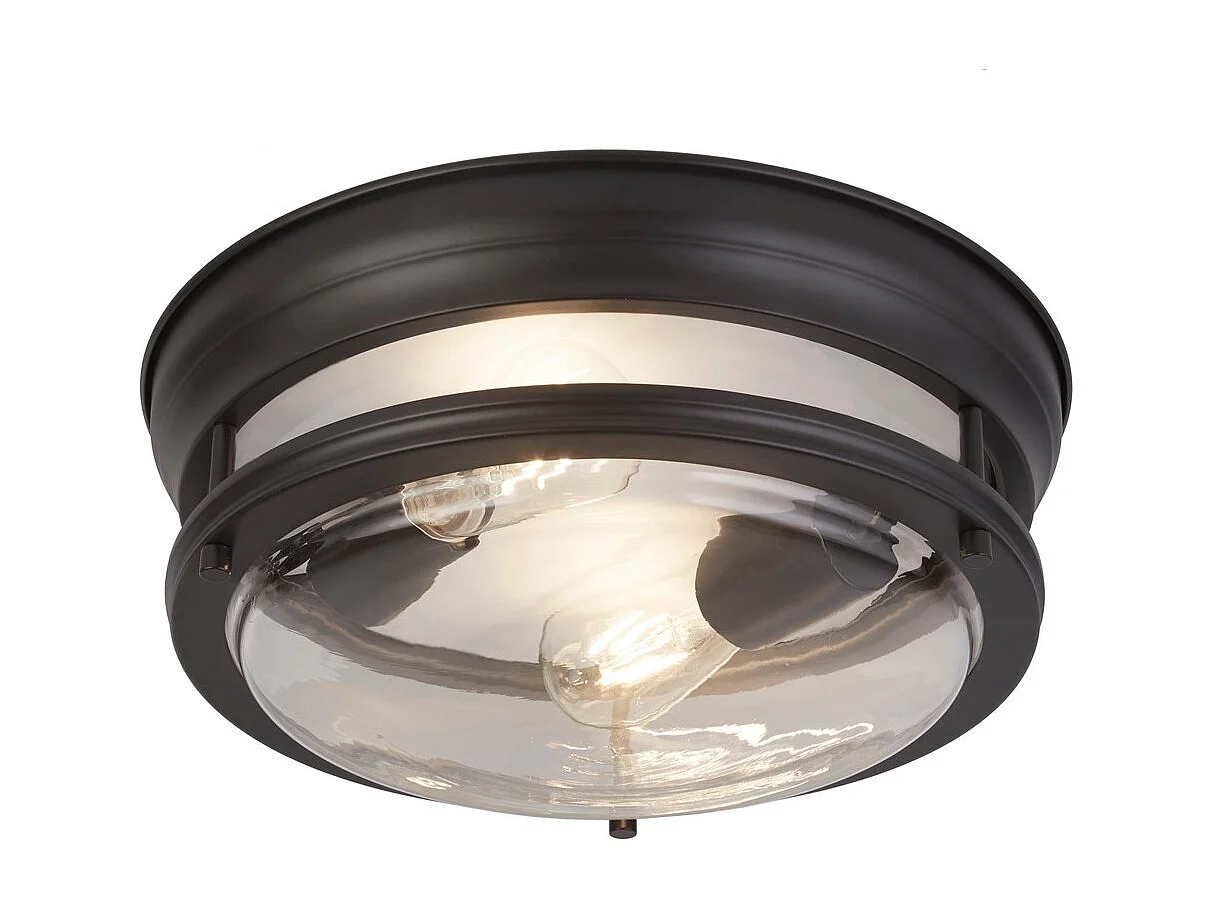 Searchlicht Glasgow 2-flammiges Schwarz, klares Glas