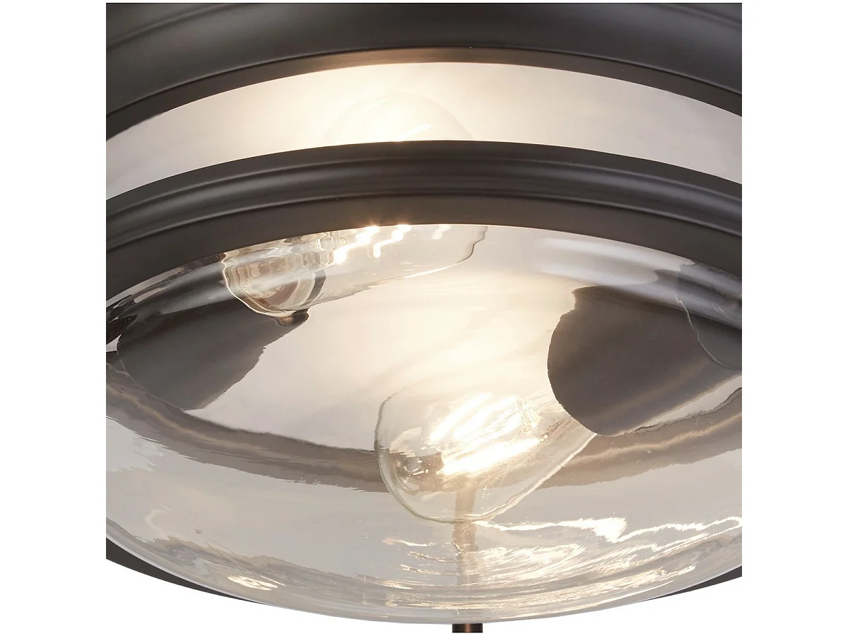 Searchlicht Glasgow 2-flammiges Schwarz, klares Glas