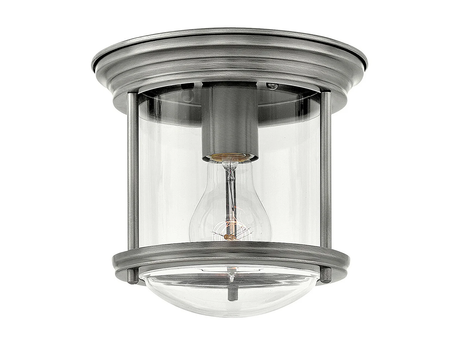 Hadrian Hinkley 1 licht Flush Mount Antique Nickel mit Glas IP44