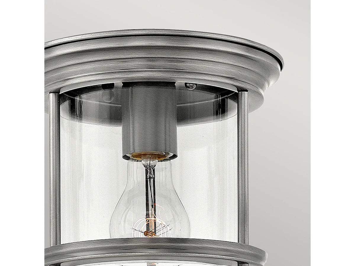 Hadrian Hinkley 1 licht Flush Mount Antique Nickel mit Glas IP44