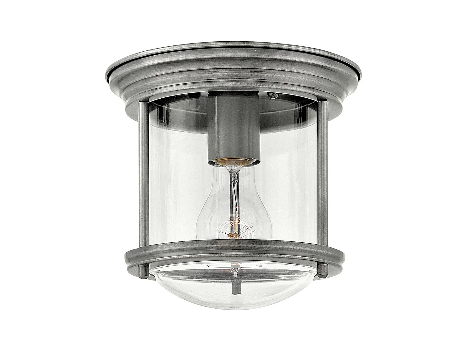 Hadrian Hinkley 1 Lumière Plafonnier Nickel Antique avec Verre IP44