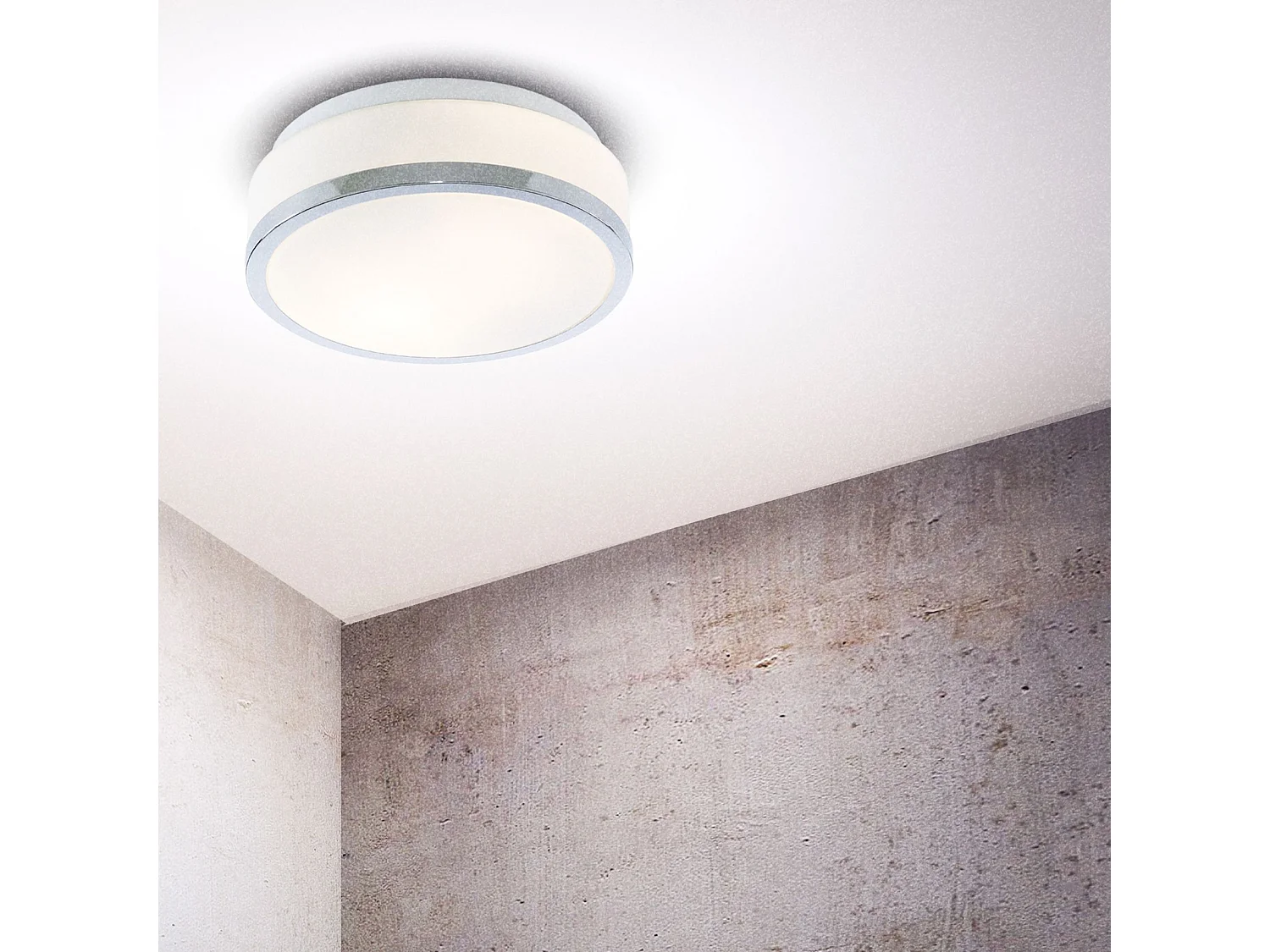 Plafoniera Contemporanea Formaggio Acciaio Cromo Vetro Bianco 1 Luce E27 23Cm