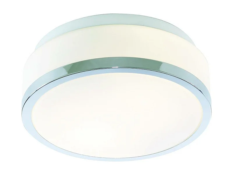 Plafoniera Contemporanea Formaggio Acciaio Cromo Vetro Bianco 1 Luce E27 23Cm