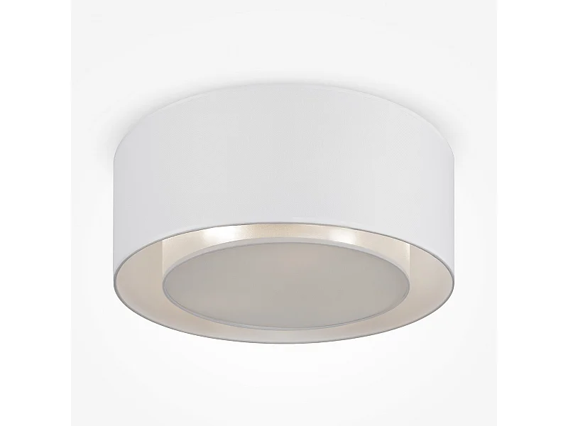 Maytoni Bergamo Plafonnier cylindrique moderne à 3 lumières blanc, abat-jour transparent et blanc, E27