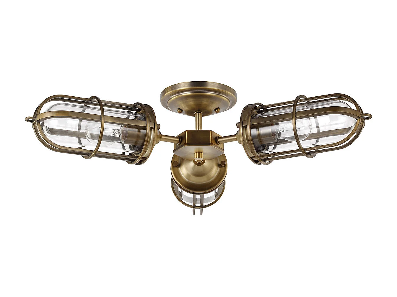 Urban Restoration Feiss 3 licht Semi Flush Dark Antikmessing IP44