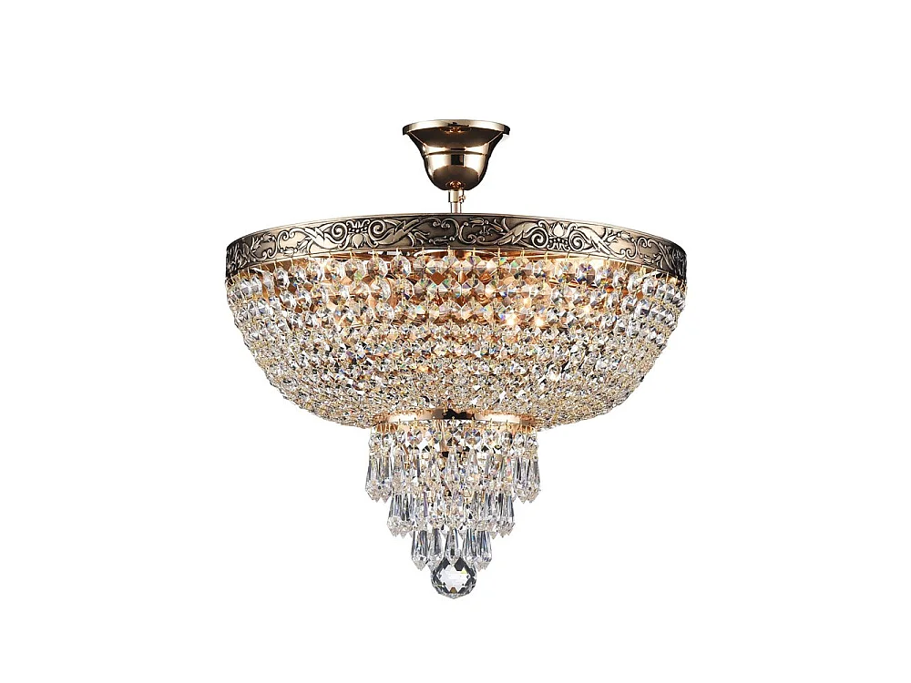Palace Soffitto semi-incasso oro antico e cristallo, 5 luci, E27