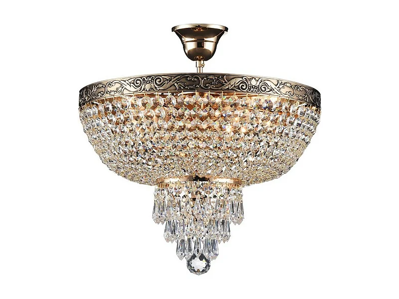 Palace Soffitto semi-incasso oro antico e cristallo, 5 luci, E27