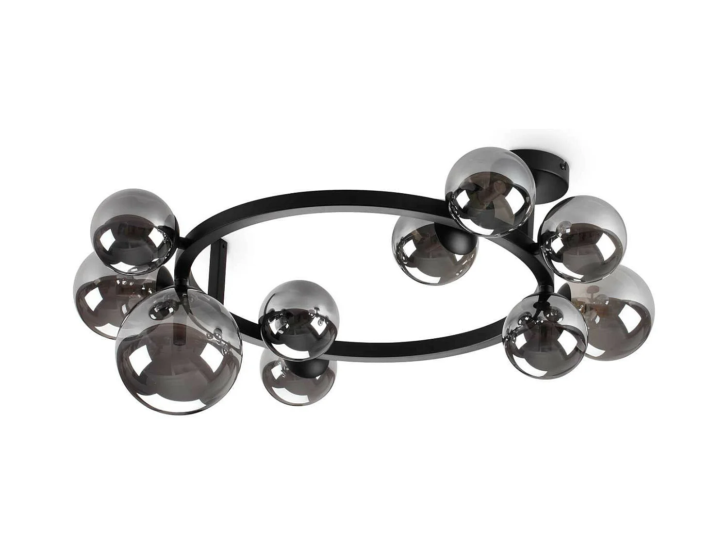 Ideal Lux PERLAGE Plafoniera Globe a 10 luci nera, paralume grigio fumo