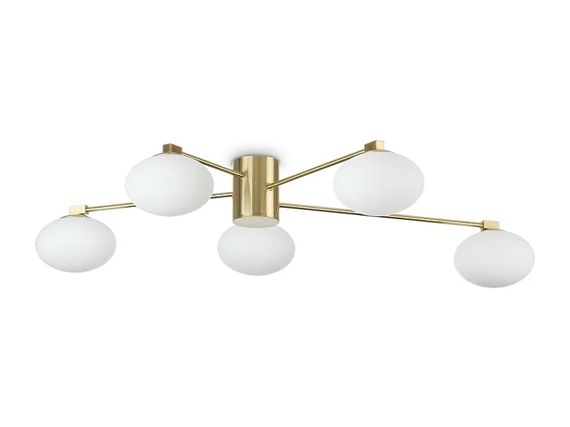 Ideal Lux HERMES Plafonnier semi-affleurant à 5 bras globes multiples laiton