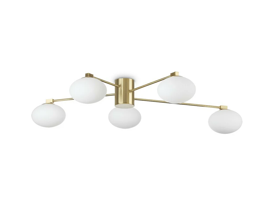 Ideal Lux HERMES Lampada da soffitto semi-incasso a 5 luci globo multibraccio in ottone