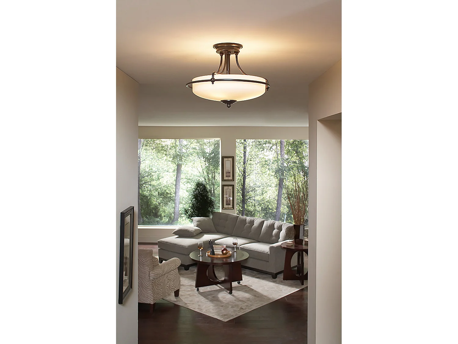 Elstead Griffin 4 Ljus Semi Flush Ceiling Light Palladian Brons, E27