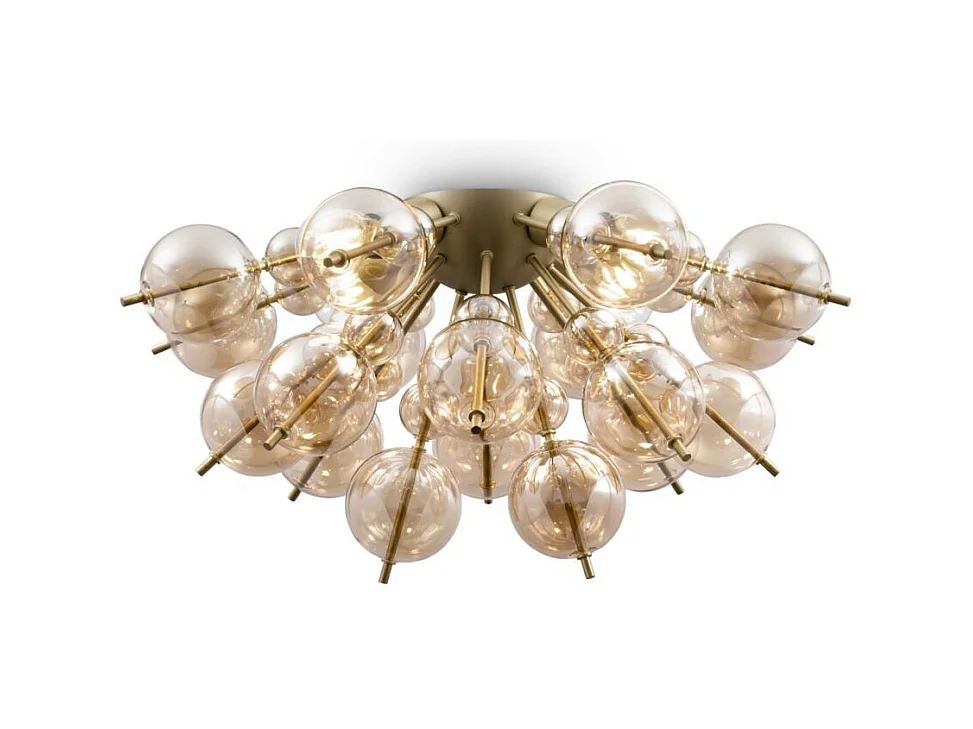 Maytoni Bolla Moderne Bolla 4-Licht-Deckenleuchte aus Messing mit Glaskugelschirmen