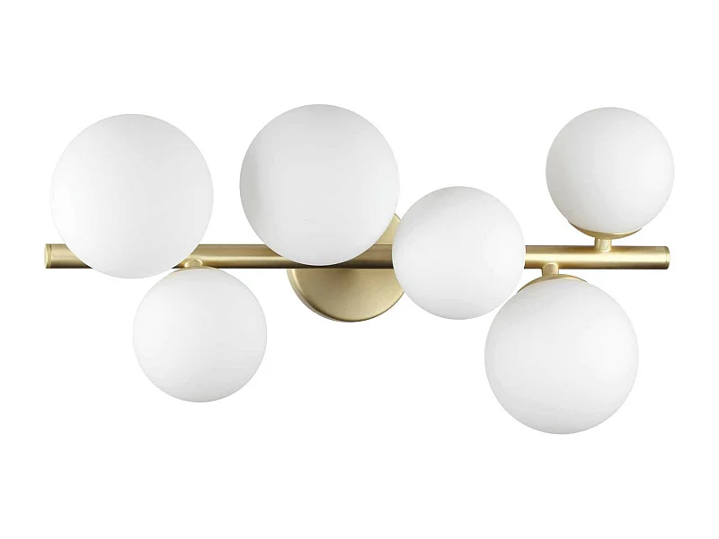 Ideal Lux PERLAGE Plafoniera Globo a 6 Luci in Ottone, Paralume in Vetro Bianco