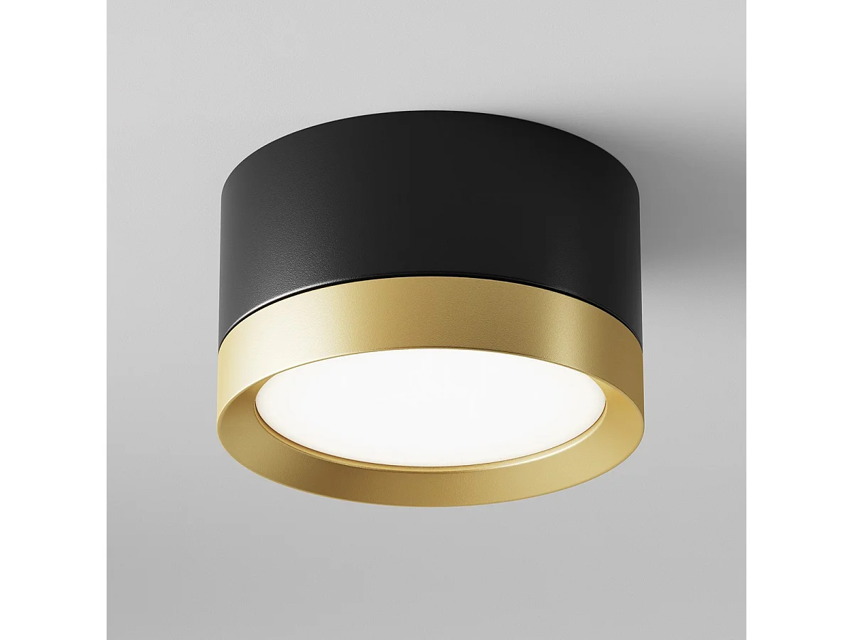 Maytoni Hoop Aufbau-Abwärtsstrahler Schwarz, Gold, 5 cm, GX53