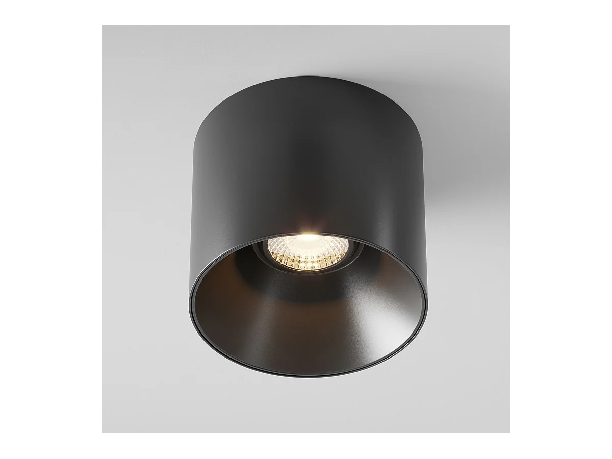 Maytoni Alfa LED Downlight dimmerabile montato su superficie nero, 12,5 cm 3000K
