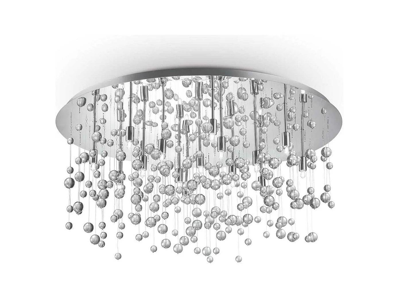 Ideal Lux Neve Luminaire suspendu semi-affleurant à 15 ampoules très grandes bulles de verre, chrome, G9