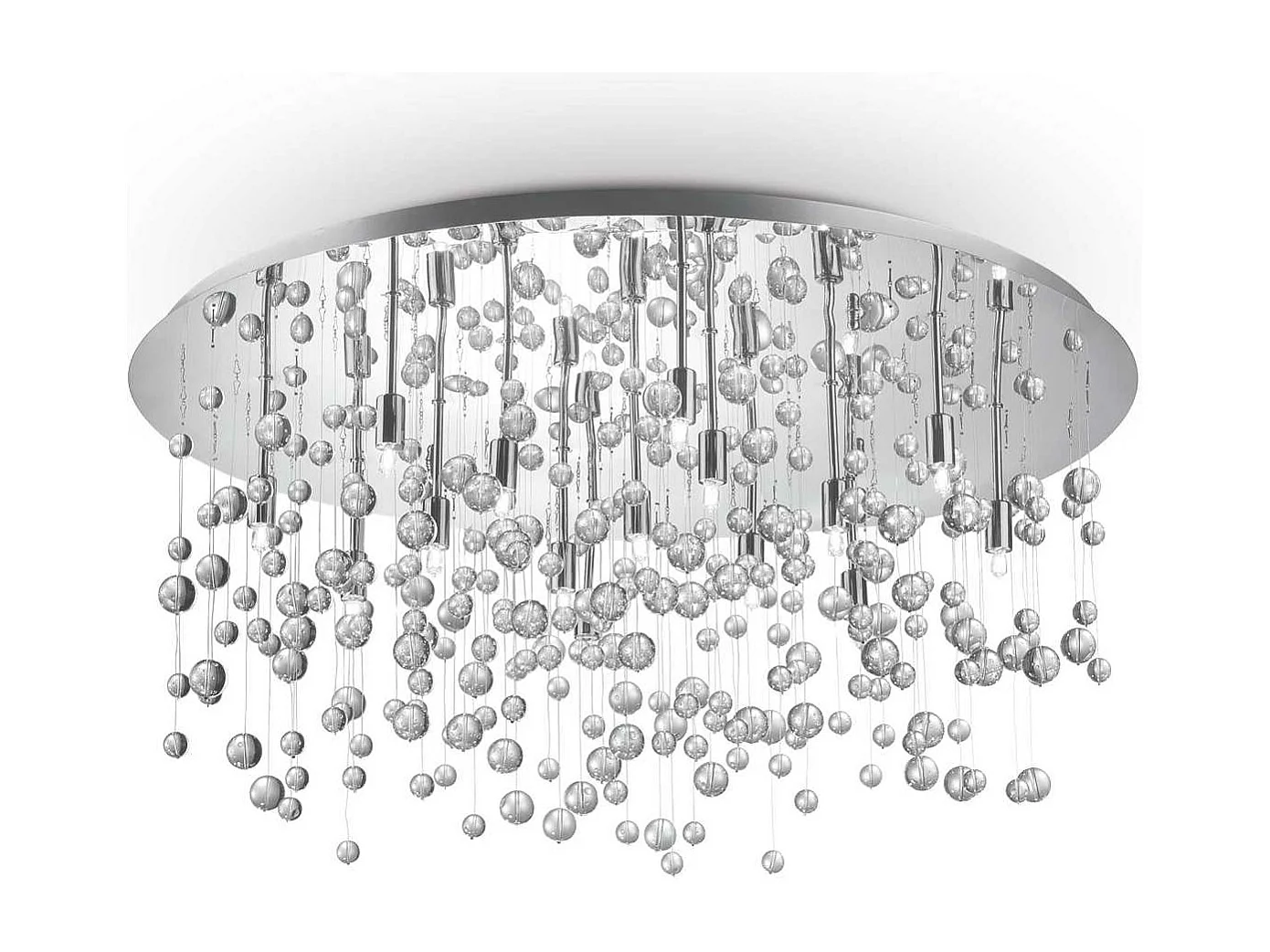 Ideal Lux Neve Luminaire suspendu semi-affleurant à 15 ampoules très grandes bulles de verre, chrome, G9