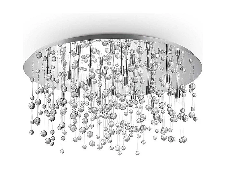 Ideal Lux Neve - 15 leichte extra große Glasblasen Semi Flush Deckenanhänger Chrom, G9