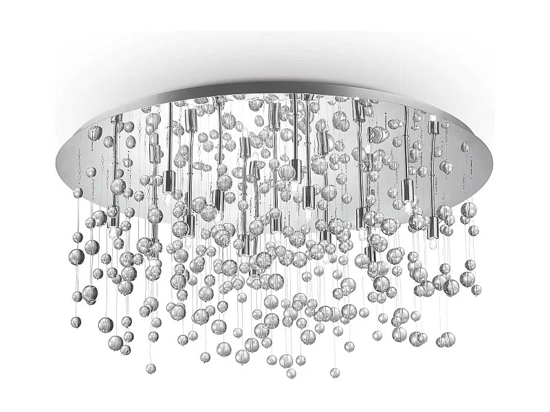 Ideal Lux Neve - Colgante de techo semi empotrado con 15 burbujas de vidrio extragrandes ligeras, cromo, G9