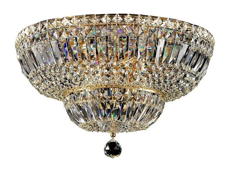 Basfor Halbbündige Deckenlampe Gold Antik & Kristall, 12 Licht, E14