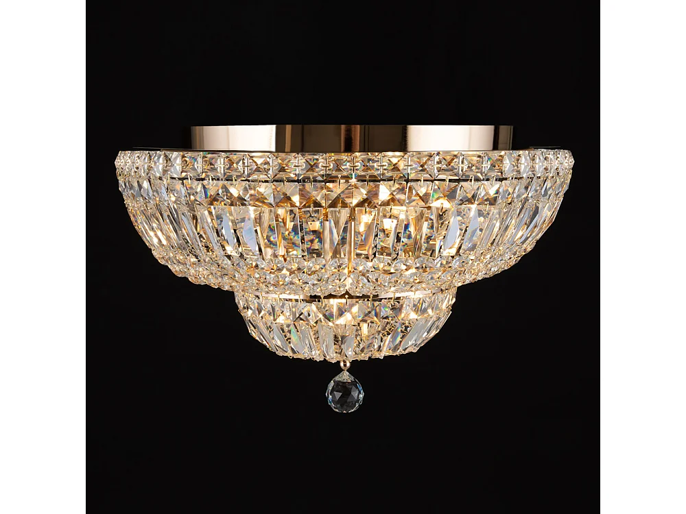 Basfor Lámpara de Techo Semi Empotrada Oro Antiguo & Cristal, 12 Luces, E14